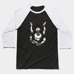 faceless genderless war, god-robot soldier with a weapon in his hands and other hands release a white dove of peace Baseball T-Shirt